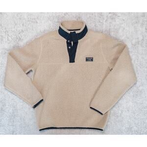 Abercrombie & Fitch Tan Navy Fleece Mock Neck Pullover Mens Size L
